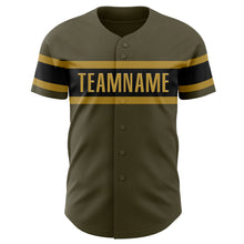 Load image into Gallery viewer, Custom Olive Black-Old Gold Authentic Salute To Service Baseball Jersey
