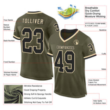 Загрузить изображение в средство просмотра галереи, Custom Olive Black-Cream Mesh Authentic Throwback Salute To Service Football Jersey
