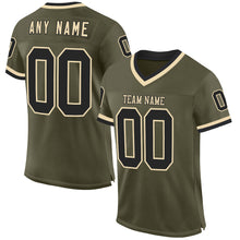 Загрузить изображение в средство просмотра галереи, Custom Olive Black-Cream Mesh Authentic Throwback Salute To Service Football Jersey
