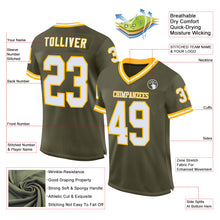 Загрузить изображение в средство просмотра галереи, Custom Olive White-Gold Mesh Authentic Throwback Salute To Service Football Jersey
