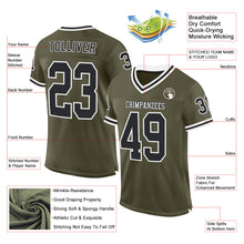 Charger l&#39;image dans la galerie, Custom Olive Black-White Mesh Authentic Throwback Salute To Service Football Jersey
