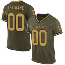 Charger l&#39;image dans la galerie, Custom Olive Old Gold-Black Mesh Authentic Throwback Salute To Service Football Jersey
