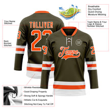 Загрузить изображение в средство просмотра галереи, Custom Olive Orange-White Salute To Service Hockey Lace Neck Jersey
