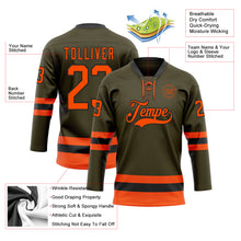 Загрузить изображение в средство просмотра галереи, Custom Olive Orange-Black Salute To Service Hockey Lace Neck Jersey
