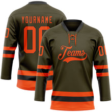 Загрузить изображение в средство просмотра галереи, Custom Olive Orange-Black Salute To Service Hockey Lace Neck Jersey
