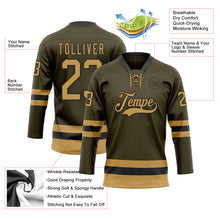 Загрузить изображение в средство просмотра галереи, Custom Olive Old Gold-Black Salute To Service Hockey Lace Neck Jersey
