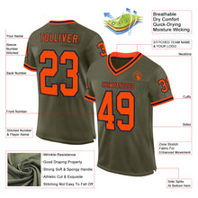 Charger l&#39;image dans la galerie, Custom Olive Orange-Navy Mesh Authentic Throwback Salute To Service Football Jersey
