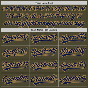 Custom Olive Navy-Old Gold Authentic Throwback Salute To Service Baseball Jersey