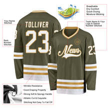 Laden Sie das Bild in den Galerie-Viewer, Custom Olive White-Old Gold Salute To Service Hockey Jersey
