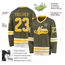 Laden Sie das Bild in den Galerie-Viewer, Custom Olive Gold-White Salute To Service Hockey Jersey
