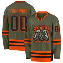 Charger l&#39;image dans la galerie, Custom Olive Black-Orange Salute To Service Hockey Jersey
