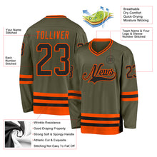 Charger l&#39;image dans la galerie, Custom Olive Black-Orange Salute To Service Hockey Jersey
