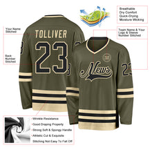 Laden Sie das Bild in den Galerie-Viewer, Custom Olive Black-Cream Salute To Service Hockey Jersey
