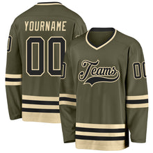 Laden Sie das Bild in den Galerie-Viewer, Custom Olive Black-Cream Salute To Service Hockey Jersey
