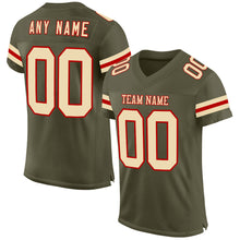 Load image into Gallery viewer, Custom Olive Cream-Red Mesh Authentic Salute To Service Football Jersey
