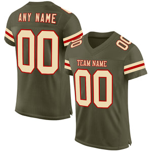 Custom Olive Cream-Red Mesh Authentic Salute To Service Football Jersey