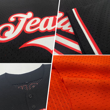 Custom Orange Black Cream-Old Gold Mesh Authentic Throwback Baseball Jersey