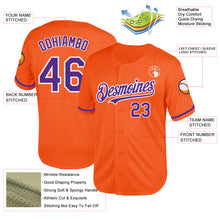 Laden Sie das Bild in den Galerie-Viewer, Custom Orange Purple-White Mesh Authentic Throwback Baseball Jersey
