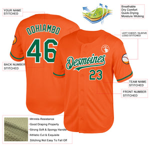 Custom Orange Kelly Green-White Mesh Authentic Throwback Baseball Jersey