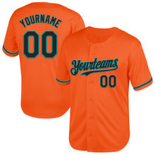 Load image into Gallery viewer, Custom Orange Black-Teal Mesh Authentic Throwback Baseball Jersey
