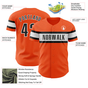 Custom Orange Black-White Authentic Baseball Jersey