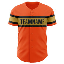 Загрузить изображение в средство просмотра галереи, Custom Orange Black-Old Gold Authentic Baseball Jersey
