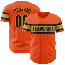 Загрузить изображение в средство просмотра галереи, Custom Orange Black-Old Gold Authentic Baseball Jersey
