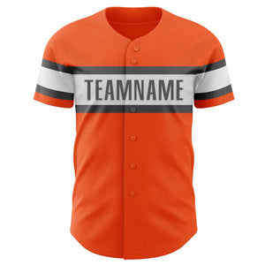 Custom Orange Steel Gray-White Authentic Baseball Jersey