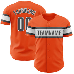 Custom Orange Steel Gray-White Authentic Baseball Jersey