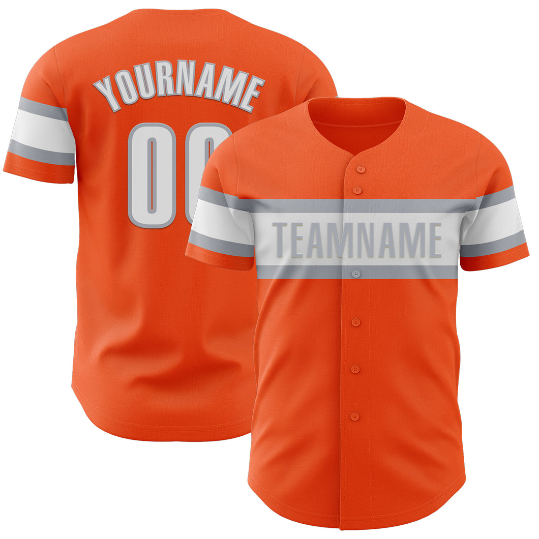 Custom Orange White-Gray Authentic Baseball Jersey