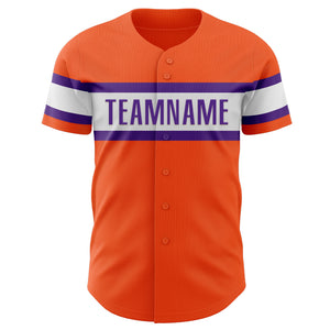 Custom Orange Purple-White Authentic Baseball Jersey