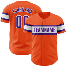 Laden Sie das Bild in den Galerie-Viewer, Custom Orange Purple-White Authentic Baseball Jersey
