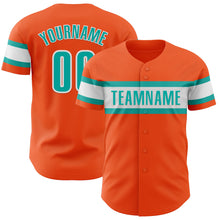 Загрузить изображение в средство просмотра галереи, Custom Orange Aqua-White Authentic Baseball Jersey
