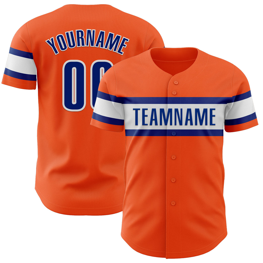 Custom Orange Royal-White Authentic Baseball Jersey