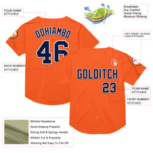 Laden Sie das Bild in den Galerie-Viewer, Custom Orange Navy-White Mesh Authentic Throwback Baseball Jersey
