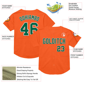 Custom Orange Kelly Green-White Mesh Authentic Throwback Baseball Jersey