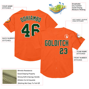 Custom Orange Green-White Mesh Authentic Throwback Baseball Jersey