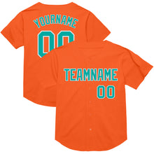 Laden Sie das Bild in den Galerie-Viewer, Custom Orange Aqua-White Mesh Authentic Throwback Baseball Jersey
