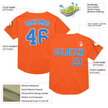 Load image into Gallery viewer, Custom Orange Electric Blue-White Mesh Authentic Throwback Baseball Jersey
