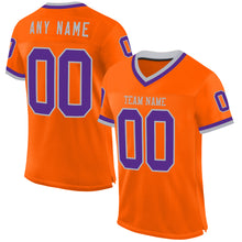 Загрузить изображение в средство просмотра галереи, Custom Orange Purple-Gray Mesh Authentic Throwback Football Jersey
