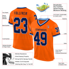 Загрузить изображение в средство просмотра галереи, Custom Orange Navy-Light Blue Mesh Authentic Throwback Football Jersey
