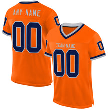 Загрузить изображение в средство просмотра галереи, Custom Orange Navy-Gray Mesh Authentic Throwback Football Jersey
