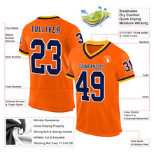 Загрузить изображение в средство просмотра галереи, Custom Orange Navy-Gold Mesh Authentic Throwback Football Jersey
