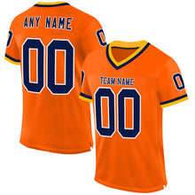 Загрузить изображение в средство просмотра галереи, Custom Orange Navy-Gold Mesh Authentic Throwback Football Jersey
