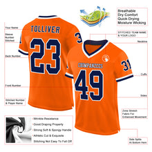 Загрузить изображение в средство просмотра галереи, Custom Orange Navy-White Mesh Authentic Throwback Football Jersey
