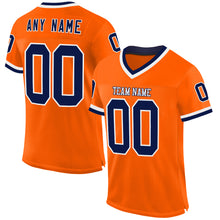 Загрузить изображение в средство просмотра галереи, Custom Orange Navy-White Mesh Authentic Throwback Football Jersey
