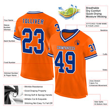 Загрузить изображение в средство просмотра галереи, Custom Orange Royal-White Mesh Authentic Throwback Football Jersey
