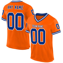 Загрузить изображение в средство просмотра галереи, Custom Orange Royal-White Mesh Authentic Throwback Football Jersey
