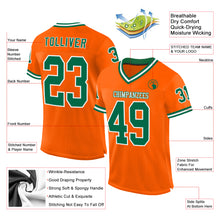 Загрузить изображение в средство просмотра галереи, Custom Orange Kelly Green-White Mesh Authentic Throwback Football Jersey
