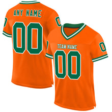 Загрузить изображение в средство просмотра галереи, Custom Orange Kelly Green-White Mesh Authentic Throwback Football Jersey
